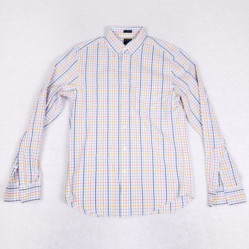 J Crew Slim‎ Flex Plaid Shirt Size M Multicolor Stretch Cotton Smart Casual
